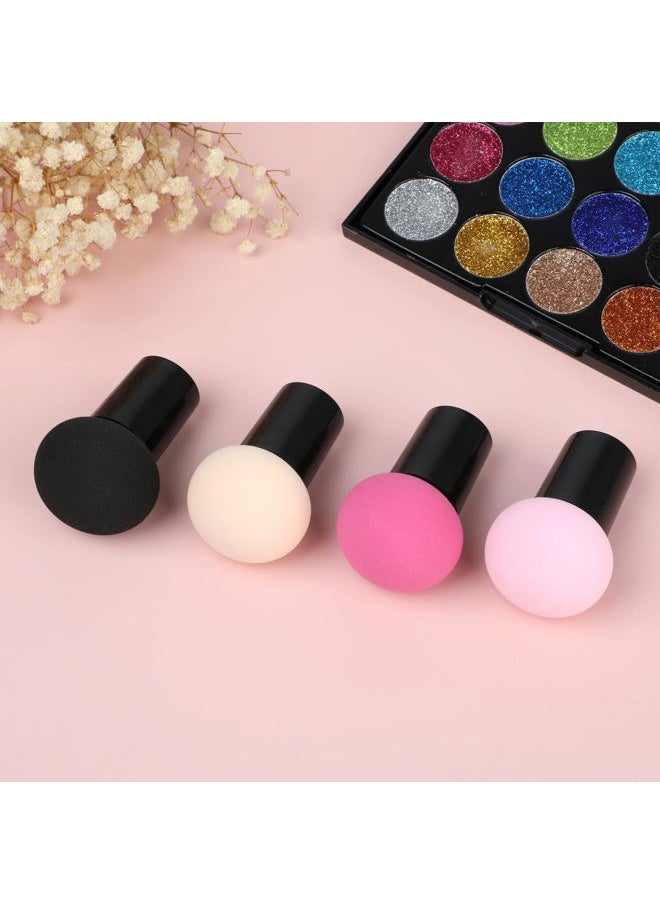 4 PCS Makeup Eggs Sponge Beauty Blender Foundation Blending Make Up Concealer Applicator Cosmetic Face Eye Brush Set With Mini Handle Loose Powder Coverage Flat End Head Holder Kit