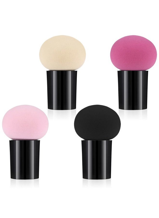 4 PCS Makeup Eggs Sponge Beauty Blender Foundation Blending Make Up Concealer Applicator Cosmetic Face Eye Brush Set With Mini Handle Loose Powder Coverage Flat End Head Holder Kit