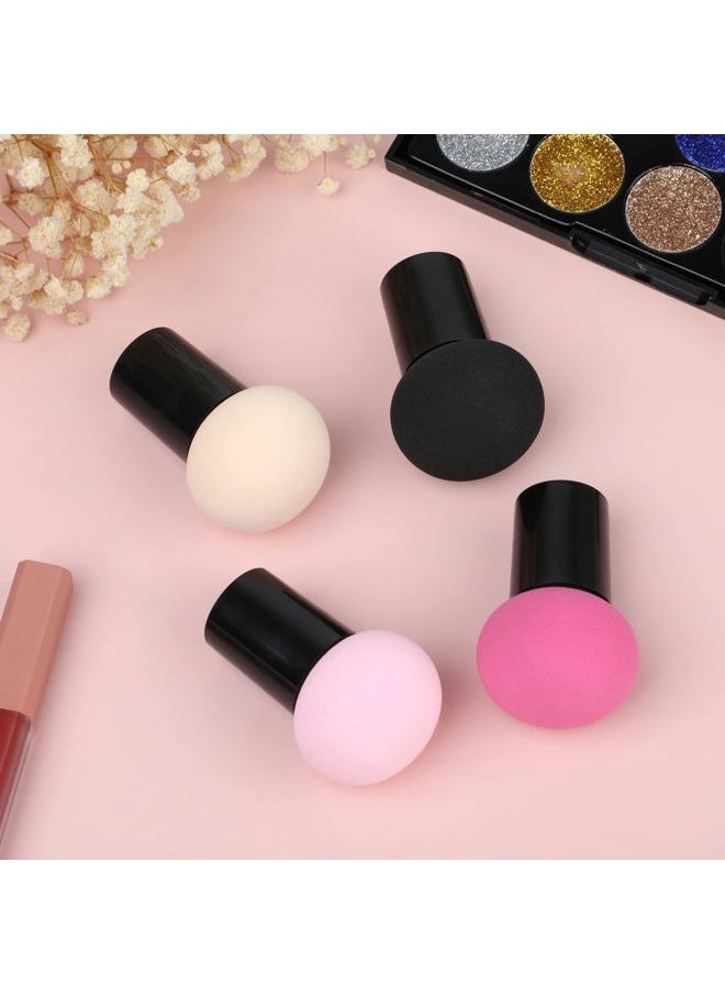 4 PCS Makeup Eggs Sponge Beauty Blender Foundation Blending Make Up Concealer Applicator Cosmetic Face Eye Brush Set With Mini Handle Loose Powder Coverage Flat End Head Holder Kit