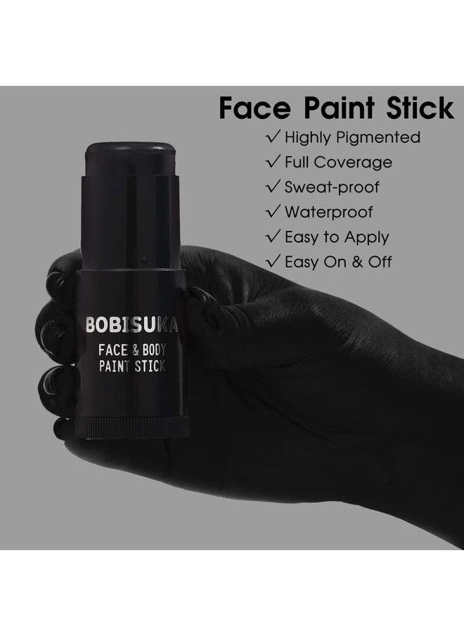 Black Face Body Paint Stick, Eye Black Sticks for Sports Baseball Softball Football, Waterproof Eyeblack Painting Kit for Halloween Skeleton Skull SFX Cosplay Special Effects Costume Makeup