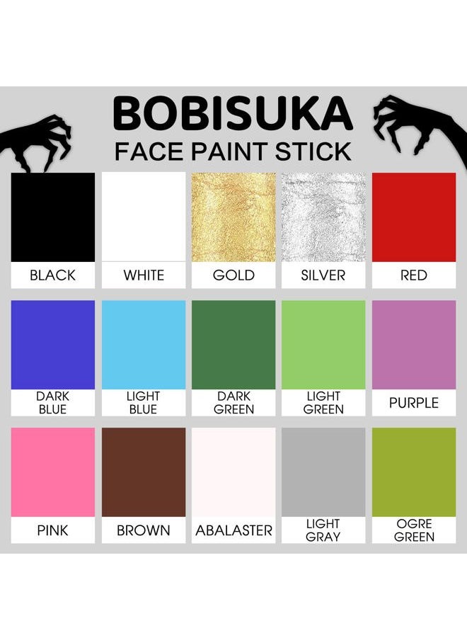 Black Face Body Paint Stick, Eye Black Sticks for Sports Baseball Softball Football, Waterproof Eyeblack Painting Kit for Halloween Skeleton Skull SFX Cosplay Special Effects Costume Makeup