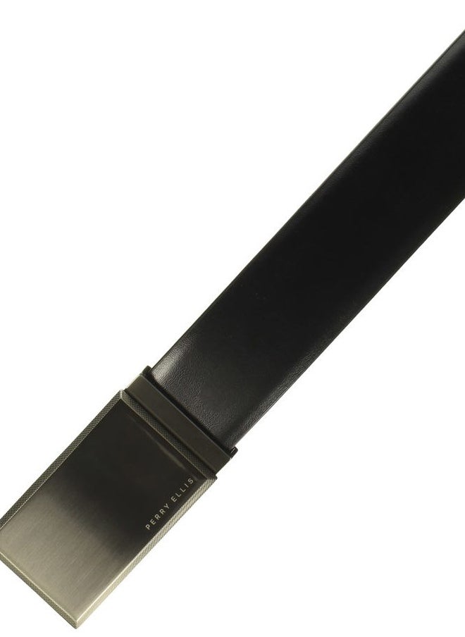 Men's Portfolio Patterned Plaque Reversible Belt, 100% Leather (Sizes 30-44 Inches), Blk20, 34