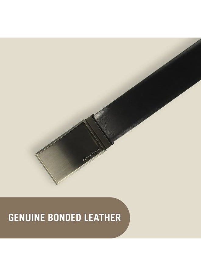 Men's Portfolio Patterned Plaque Reversible Belt, 100% Leather (Sizes 30-44 Inches), Blk20, 34