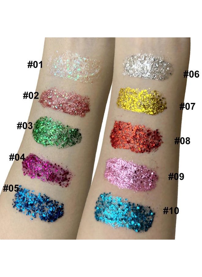 Clear White Body Glitter Gel, Mermaid Face Glitter Makeup, Concert Music Festival Rave Accessories for Face Eye Hair, Sparkling Glitter Face Paint for Women, 30g