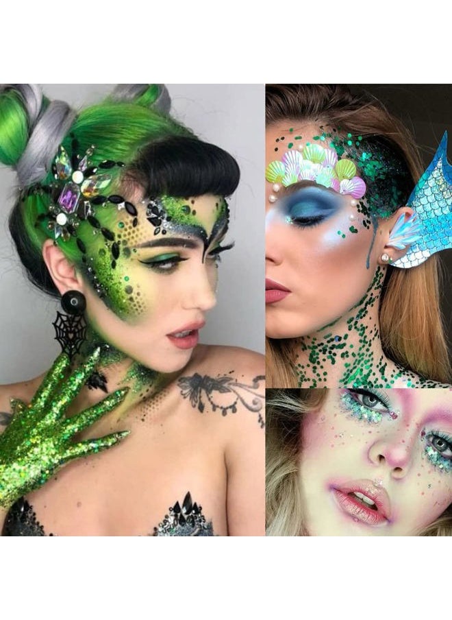 Clear White Body Glitter Gel, Mermaid Face Glitter Makeup, Concert Music Festival Rave Accessories for Face Eye Hair, Sparkling Glitter Face Paint for Women, 30g