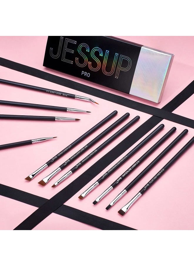 Eyeliner Brush Set, Professional Eye Liner Makeup Brushes 11pcs, Angled Flat Definer Ultra Fine Bent Pencil Point Eyeliner Brushes for Precision Liner, T324