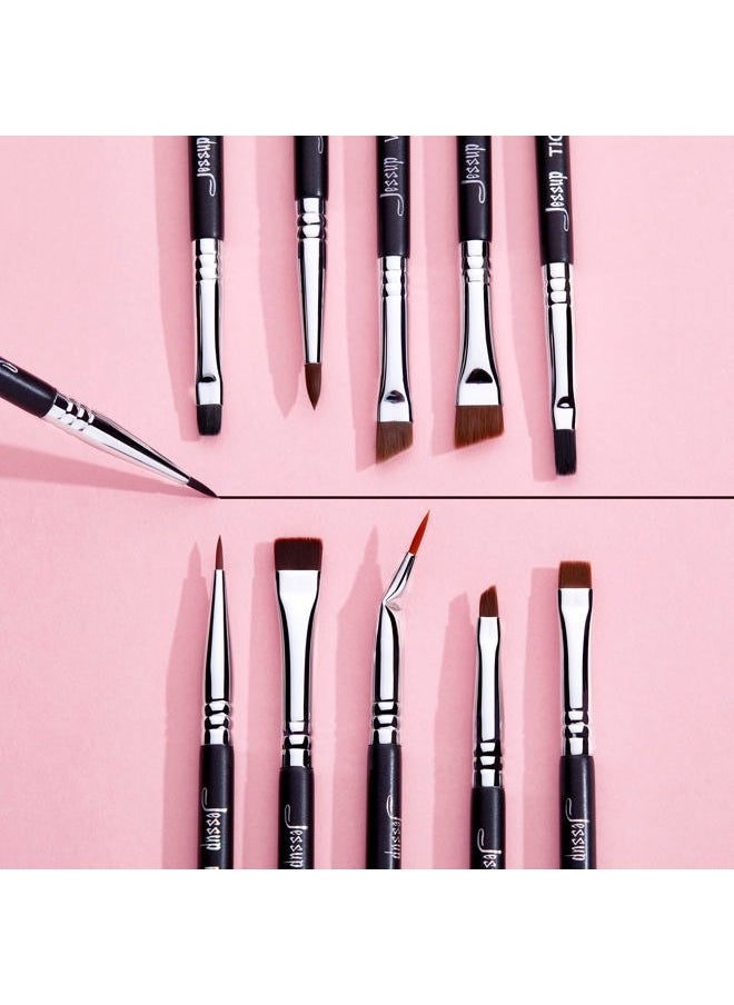 Eyeliner Brush Set, Professional Eye Liner Makeup Brushes 11pcs, Angled Flat Definer Ultra Fine Bent Pencil Point Eyeliner Brushes for Precision Liner, T324