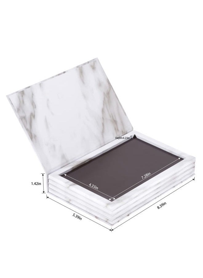 4-Layer Book Shaped Marble Magnetic Palette Large Empty Makeup Palette Storage Box for Eyeshadow Lipstick Blush Powder (White)