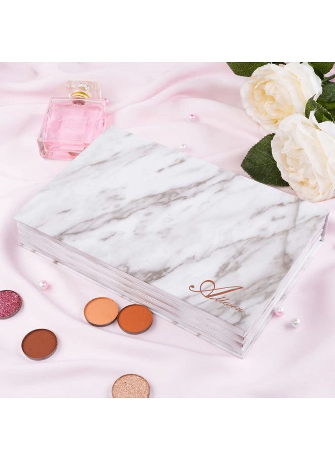 4-Layer Book Shaped Marble Magnetic Palette Large Empty Makeup Palette Storage Box for Eyeshadow Lipstick Blush Powder (White)