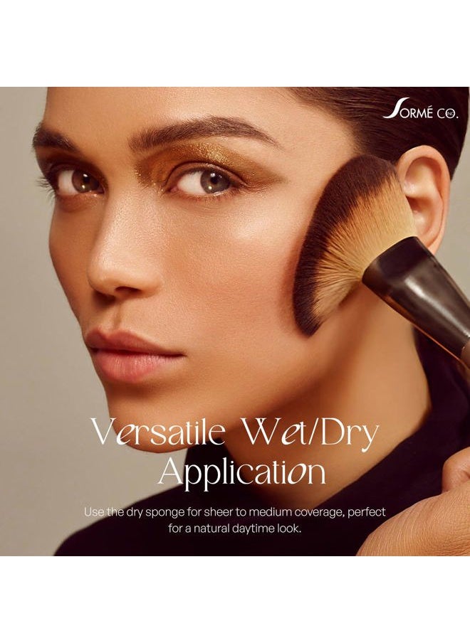 Believable Wet & Dry Finish Powder Foundation - Fragrance Free with Vitamin C - Hydrating, Rejuvenating with Alpha Hydroxy - Medium to Full Coverage - Flawless, Youthful & Dewy Finish - 25ml