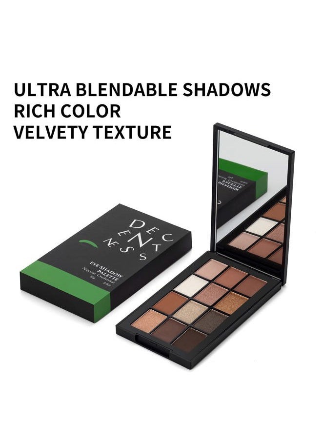 12 Colors Eyeshadow Palette Makeup Shades Nude Matte Shimmer Glitter Pigment, Pro Long Lasting&Waterproof Highlighting Makeup Palette,Ideal Gift(Natural Credential)