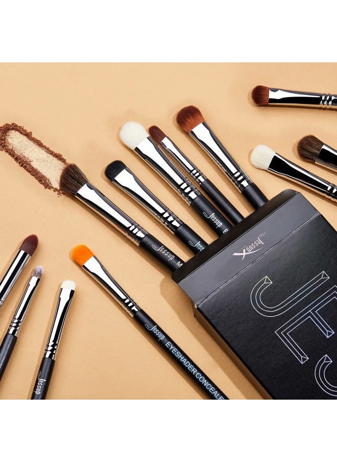 Eyeshadow Brush Set 12pcs Eye Makeup Brushes Set Professional Premium Sythetic Eye Shadow Blending Smoky Shader Concealer Brush Black T339