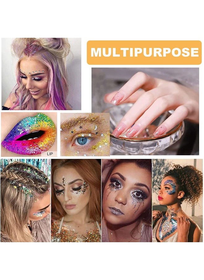 Chunky Face Body Glitter Gel 19 Colors Mermaid Sequins Holographic Body Glitter Gel Long-Lasting Festival Makeup Glitter Paint for Face Body Hair Nails (30g, #010 Black)