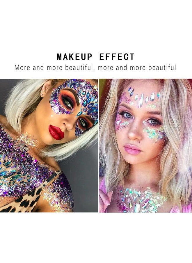 Chunky Face Body Glitter Gel 19 Colors Mermaid Sequins Holographic Body Glitter Gel Long-Lasting Festival Makeup Glitter Paint for Face Body Hair Nails (30g, #010 Black)