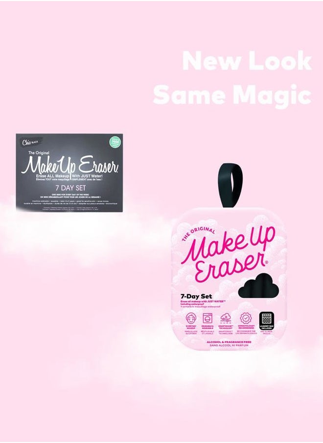 The Original MakeUp Eraser, 7-Day Set, Erase All Makeup With Just Water, Including Waterproof Mascara, Eyeliner, Foundation, Lipstick, Sunscreen, and More! Chic Black, 7ct.