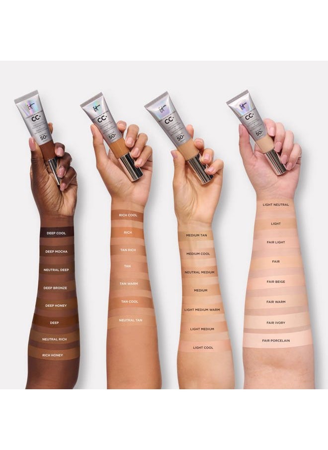 Your Skin But Better CC+ Cream, Tan (W) - Color Correcting Cream, Full-Coverage Foundation, Hydrating Serum & SPF 50+ Sunscreen - Natural Finish - 1.08 fl oz