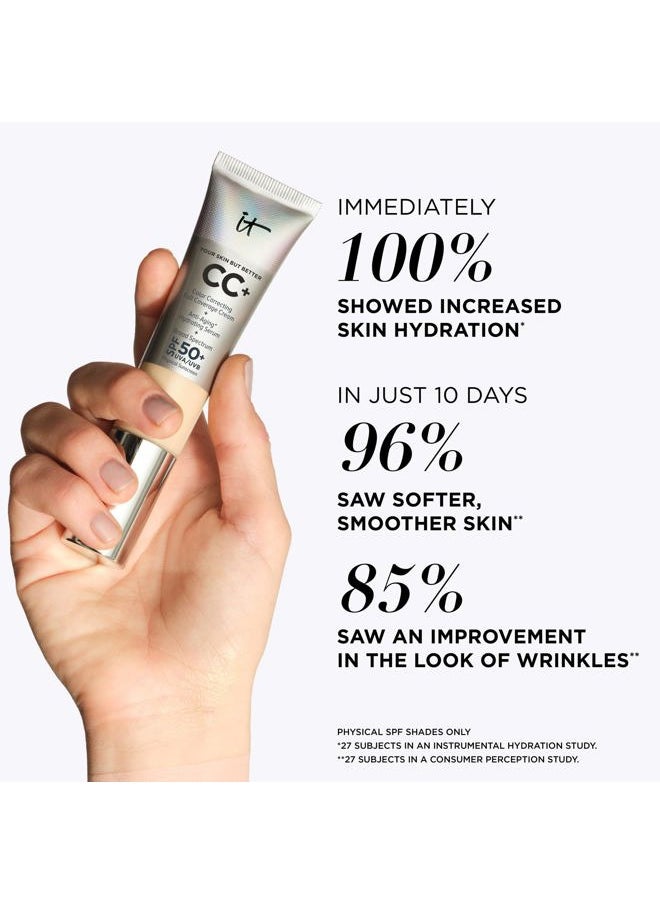 Your Skin But Better CC+ Cream, Tan (W) - Color Correcting Cream, Full-Coverage Foundation, Hydrating Serum & SPF 50+ Sunscreen - Natural Finish - 1.08 fl oz