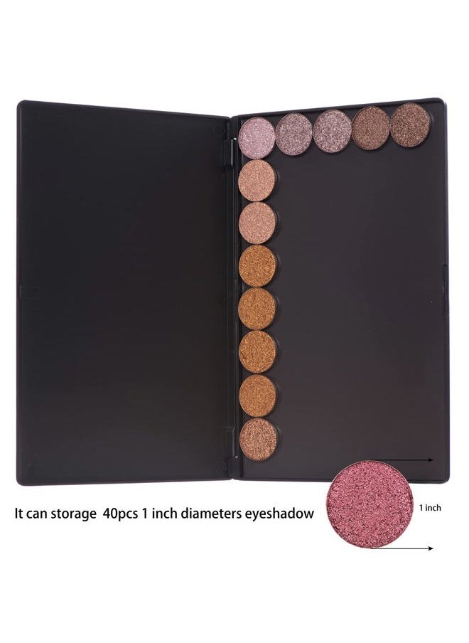 Large Empty Magnetic Plastic Eyeshadow Makeup Palette with 15Pcs Adhesive Empty Palette Metal Stickers for Eyeshadow Lipstick Blush Powder