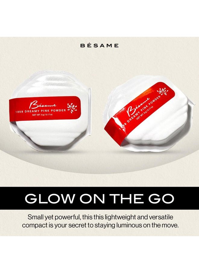 Besame Cosmetics Touch of Pink Powder Blush & Eyeshadow Refill - Fits Signature Compacts Post-2019, Pastel Pink, Safe for Eyes