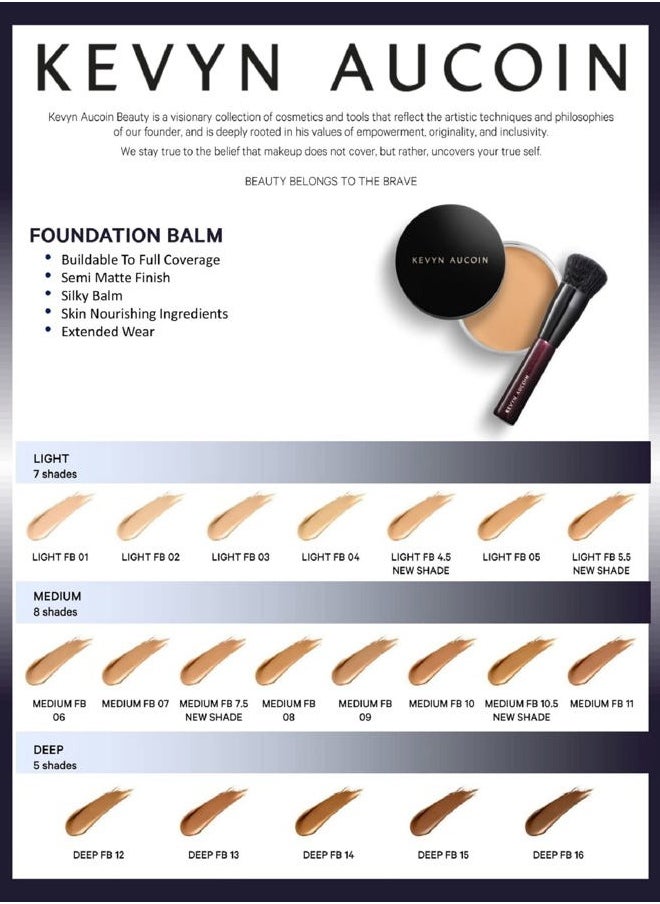 Foundation Balm, FB 10 (Medium) shade + brush: Light diffusing. Full coverage, buildable, blends, blurs, corrects, evens out complexion, and hydrates. All skin types. Makeup artist go to.
