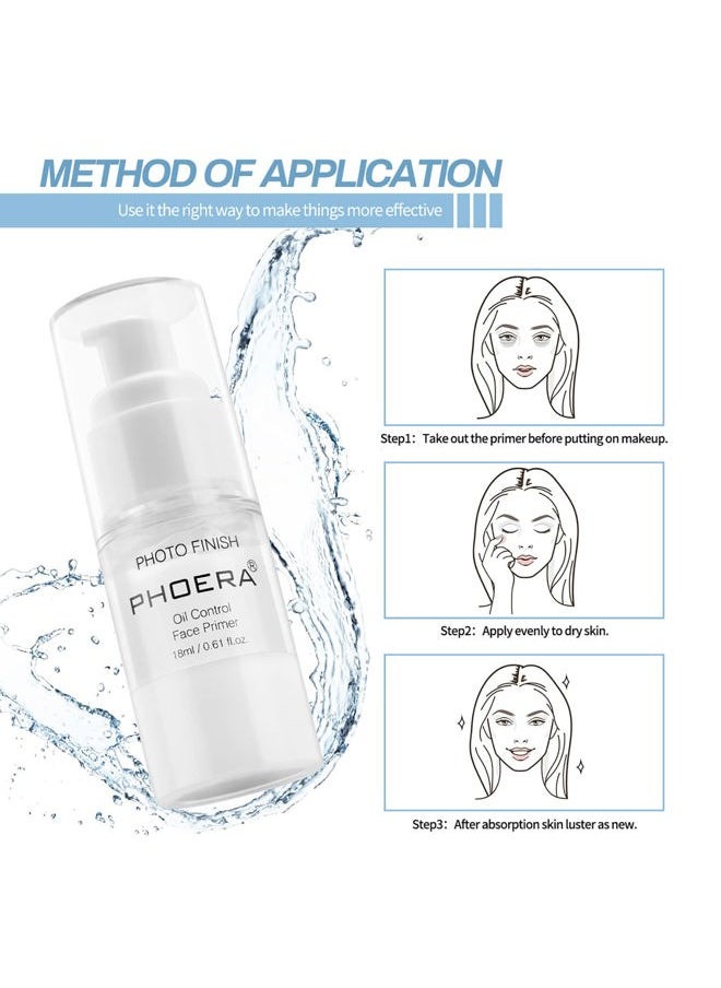 PHOERA Primer Face Foundation Primers,Face Primer for Makeup Long Lasting Hydrating Smoothing Isolated Moisturizing Oil Free Effect Make Up Base Matte Makeup Primer (18ml)
