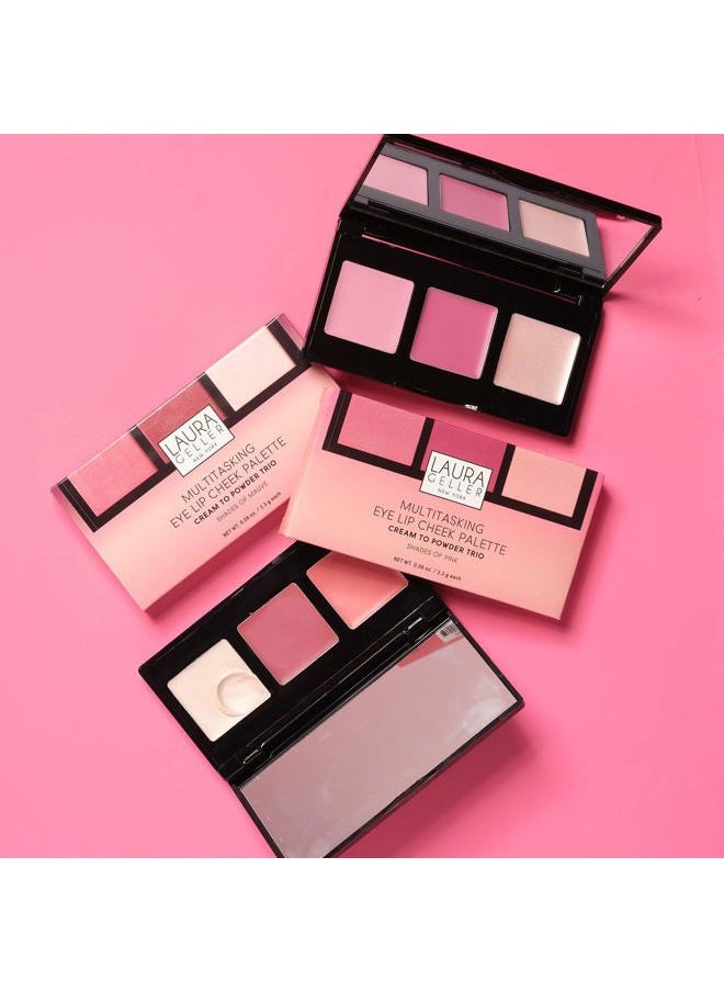 Multitasking Eye Lip Cheek Palette Cream to Powder Trio, Pink