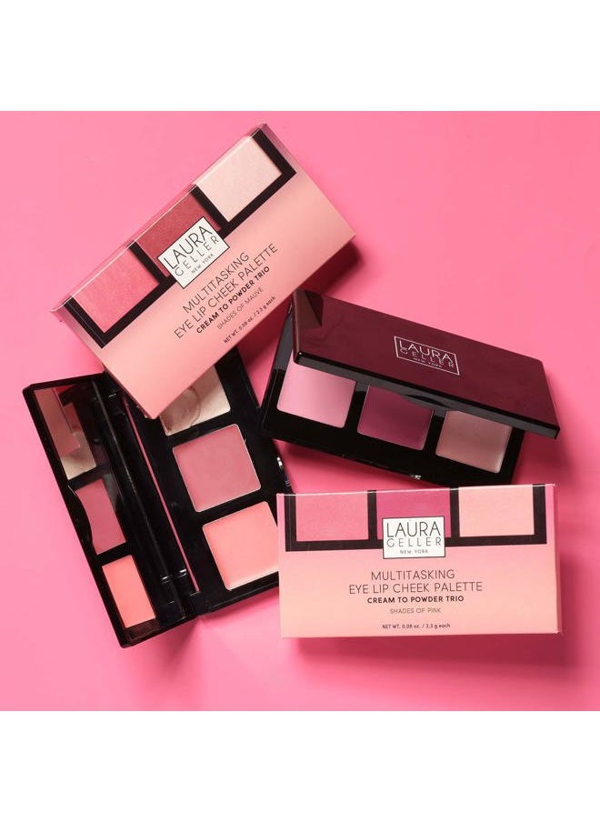 Multitasking Eye Lip Cheek Palette Cream to Powder Trio, Pink