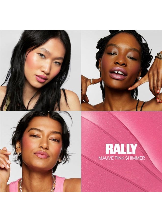 Lip + Cheek, Rally (Mauve Pink Shimmer) - 0.21 fl oz - Cream Blush & Lip Color - Buildable & Blendable - 1,000+ Swipes Per Stick - Non-Comedogenic - Vegan, Cruelty Free