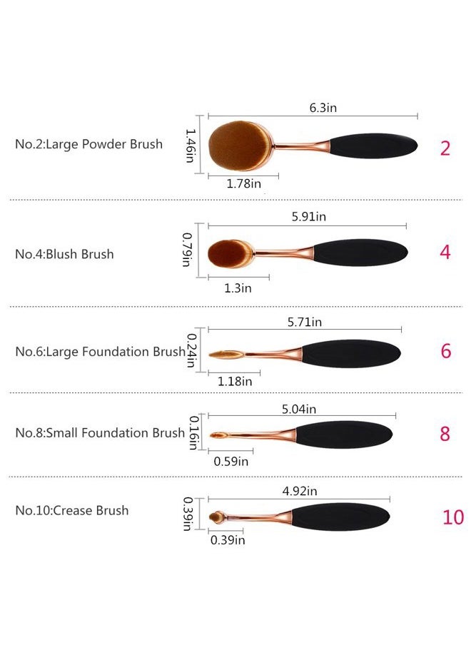 Oval Foundation Brush 5 Pcs Toothbrush makeup brushes Fast Flawless Application Liquid Cream Powder Foundation