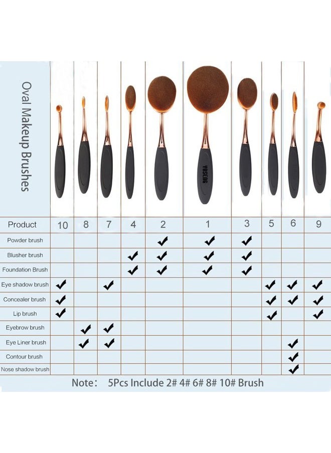 Oval Foundation Brush 5 Pcs Toothbrush makeup brushes Fast Flawless Application Liquid Cream Powder Foundation
