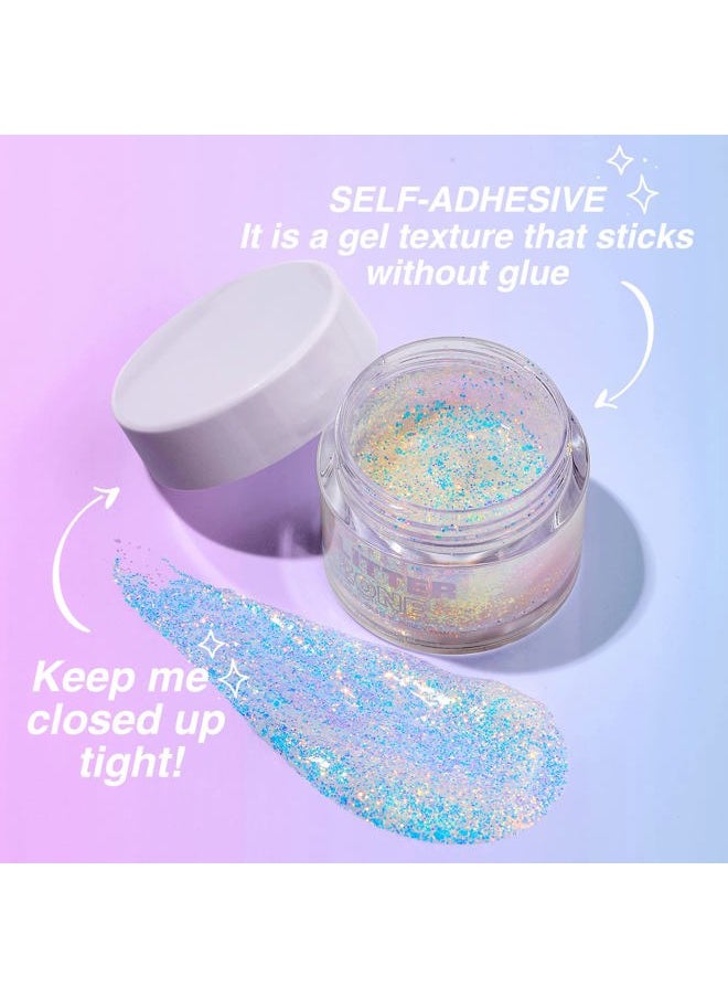 Holographic Body Glitter Gel 4 Colors Long Lasting Chunky Glitter Gel Color Changing Glitter Gel Under Light for Body Face Hair Makeup (Colors L03)
