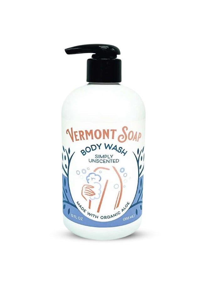 Body Wash, Natural Body Wash with Shea Butter, Mild Gel Body Wash for Moisturizing and Soothing Skin, Fragrance Free Body Wash for Women & Men (Simply Unscented, 12oz)