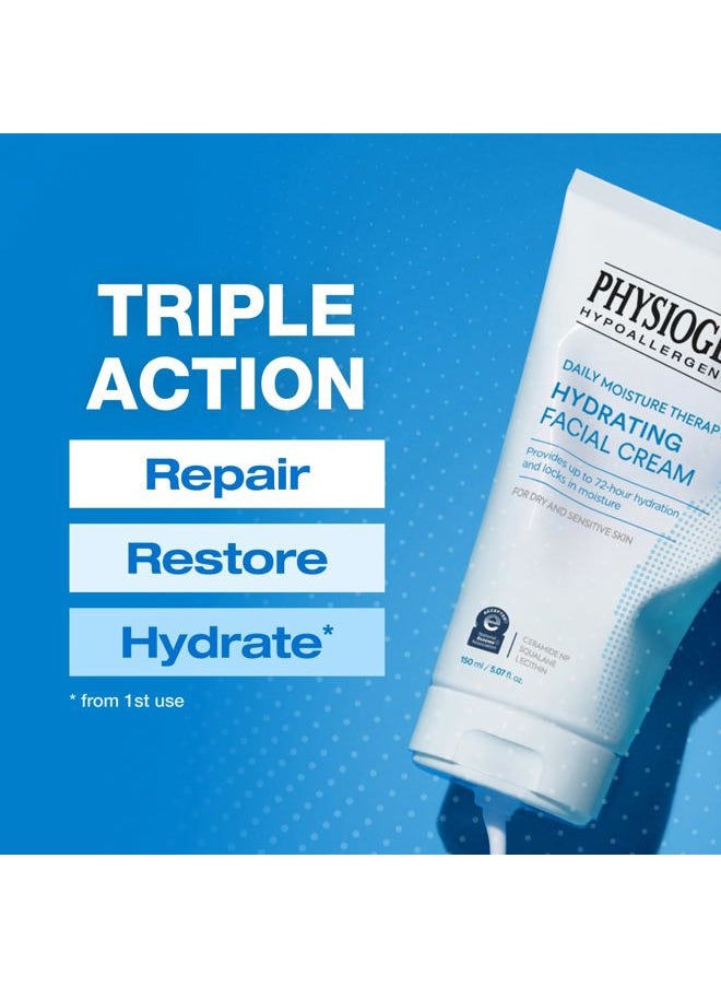 Physiogel Daily Hydrating Facial Moisturizer Cream, 72 hrs Hydration for Dry & Sensitive Skin, Korean skin care, Fragrance-Free, Non-Comedogenic, Dermatologist-Tested, Ceramide, Squalane.