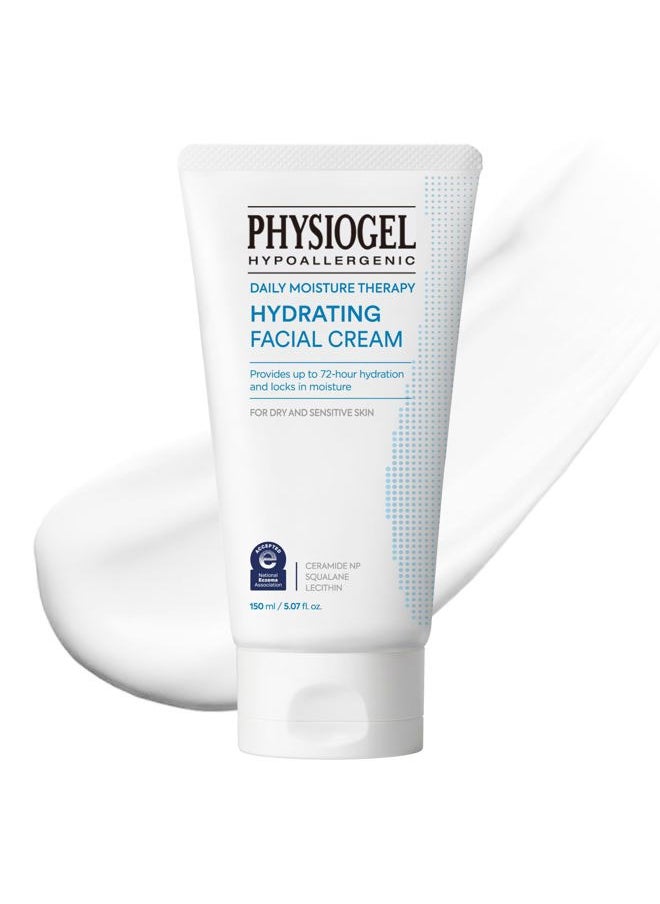 Physiogel Daily Hydrating Facial Moisturizer Cream, 72 hrs Hydration for Dry & Sensitive Skin, Korean skin care, Fragrance-Free, Non-Comedogenic, Dermatologist-Tested, Ceramide, Squalane.