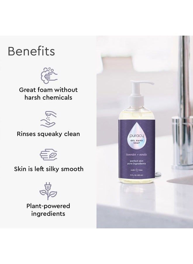 Organic Hand Soap, For the Professional Hand Washers We've All Become, Moisturizing Natural Gel Hand Wash Soap, Liquid Hand Soap Refills for Soft Skin (12 fl.oz, Lavender & Vanilla) 2-Pack