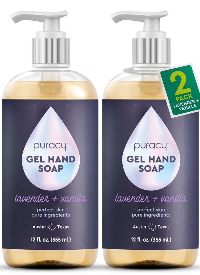 Organic Hand Soap, For the Professional Hand Washers We've All Become, Moisturizing Natural Gel Hand Wash Soap, Liquid Hand Soap Refills for Soft Skin (12 fl.oz, Lavender & Vanilla) 2-Pack