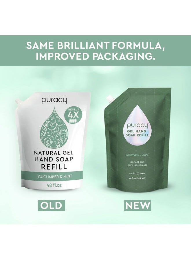 Organic Hand Soap, Professional Hand Washers We've All Become, Moisturizing Natural Gel Hand Wash Soap, Liquid Hand Soap Refills for Soft Skin (Refill Cucumber & Mint, 48 Ounce)
