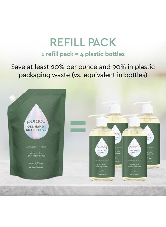 Organic Hand Soap, Professional Hand Washers We've All Become, Moisturizing Natural Gel Hand Wash Soap, Liquid Hand Soap Refills for Soft Skin (Refill Cucumber & Mint, 48 Ounce)