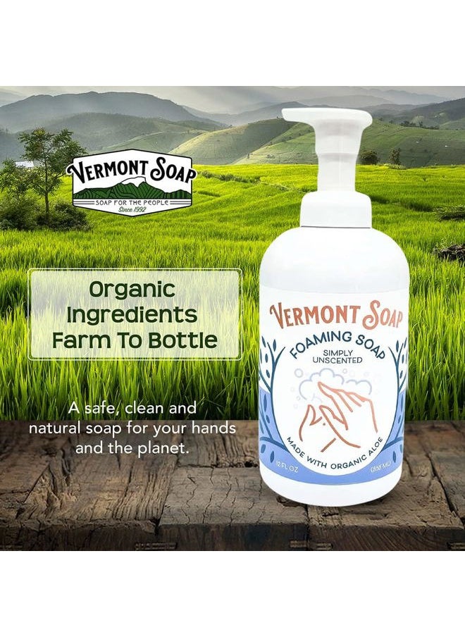 Organic Unscented Foaming Hand Soap - Natural Moisturizing Soap for Dry Skin - Fragrance Free Liquid Bathroom Hand Soap Dispenser - Simply Unscented - 12 oz