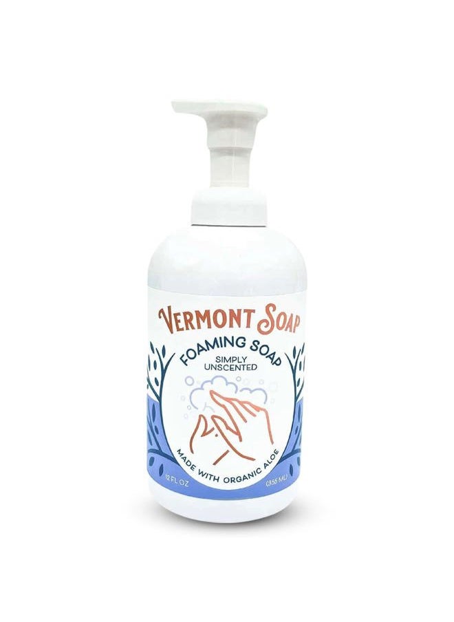 Organic Unscented Foaming Hand Soap - Natural Moisturizing Soap for Dry Skin - Fragrance Free Liquid Bathroom Hand Soap Dispenser - Simply Unscented - 12 oz