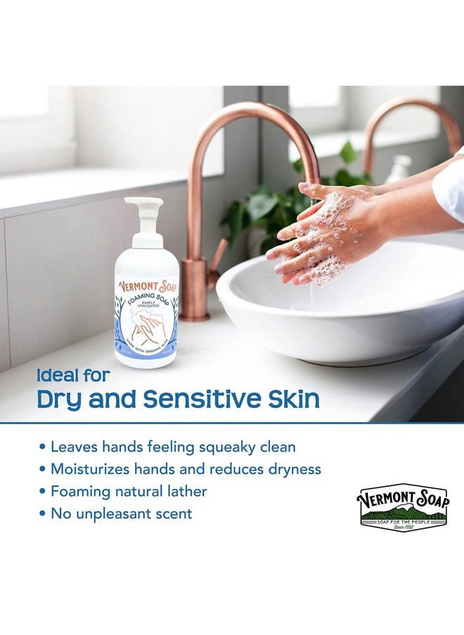 Organic Unscented Foaming Hand Soap - Natural Moisturizing Soap for Dry Skin - Fragrance Free Liquid Bathroom Hand Soap Dispenser - Simply Unscented - 12 oz