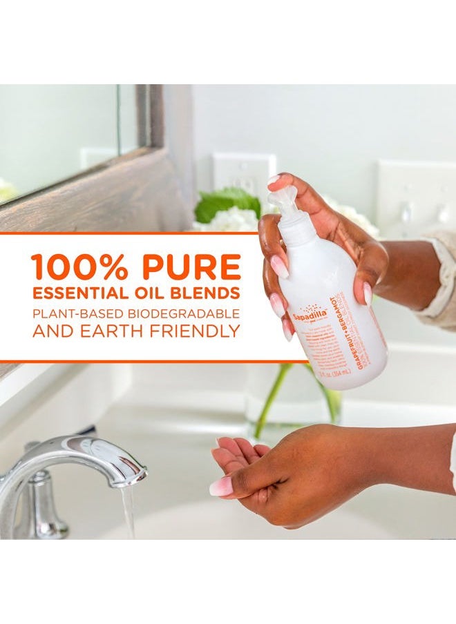 Liquid Hand Soap - Grapefruit + Bergamot - Made with 100% Pure Essential Oil Blends, Cleansing & Moisturizing, Aromatic & Fragrant Hand Soap, Plant Based, Biodegradable, 12 Ounce (Pack of 2)