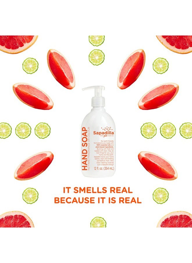 Liquid Hand Soap - Grapefruit + Bergamot - Made with 100% Pure Essential Oil Blends, Cleansing & Moisturizing, Aromatic & Fragrant Hand Soap, Plant Based, Biodegradable, 12 Ounce (Pack of 2)