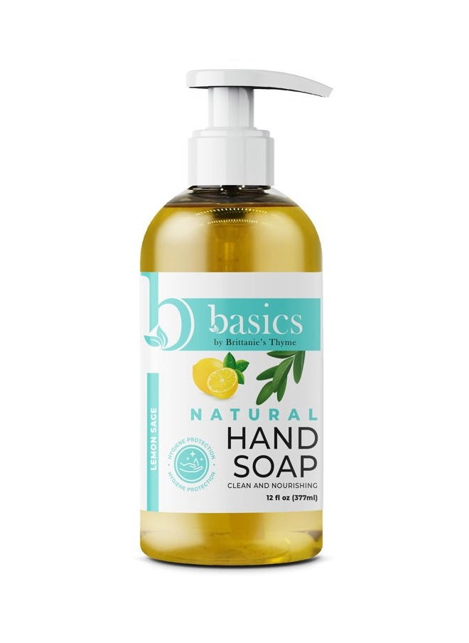 Basics Natural Olive Oil Hand Soap, Lemon Sage - 12 fl oz, Pack of 3 - Cruelty Free, Vegan, No Synthetic Additives, No Sulfates, Paraben Free, Phthalate Free