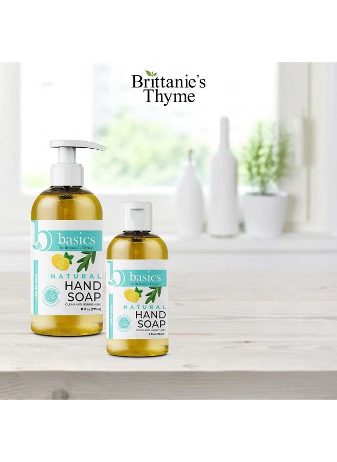 Basics Natural Olive Oil Hand Soap, Lemon Sage - 12 fl oz, Pack of 3 - Cruelty Free, Vegan, No Synthetic Additives, No Sulfates, Paraben Free, Phthalate Free