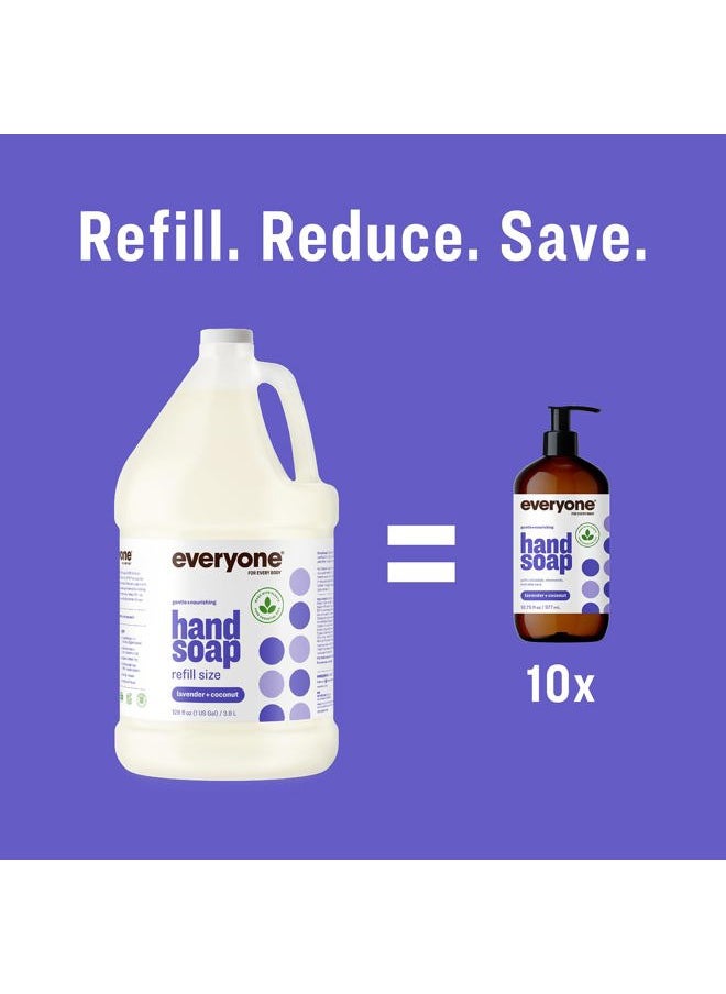 Everyone Liquid Hand Soap Refill, 1 Gallon, Lavender and Coconut, Plant-Based Cleanser with Pure Essential Oils