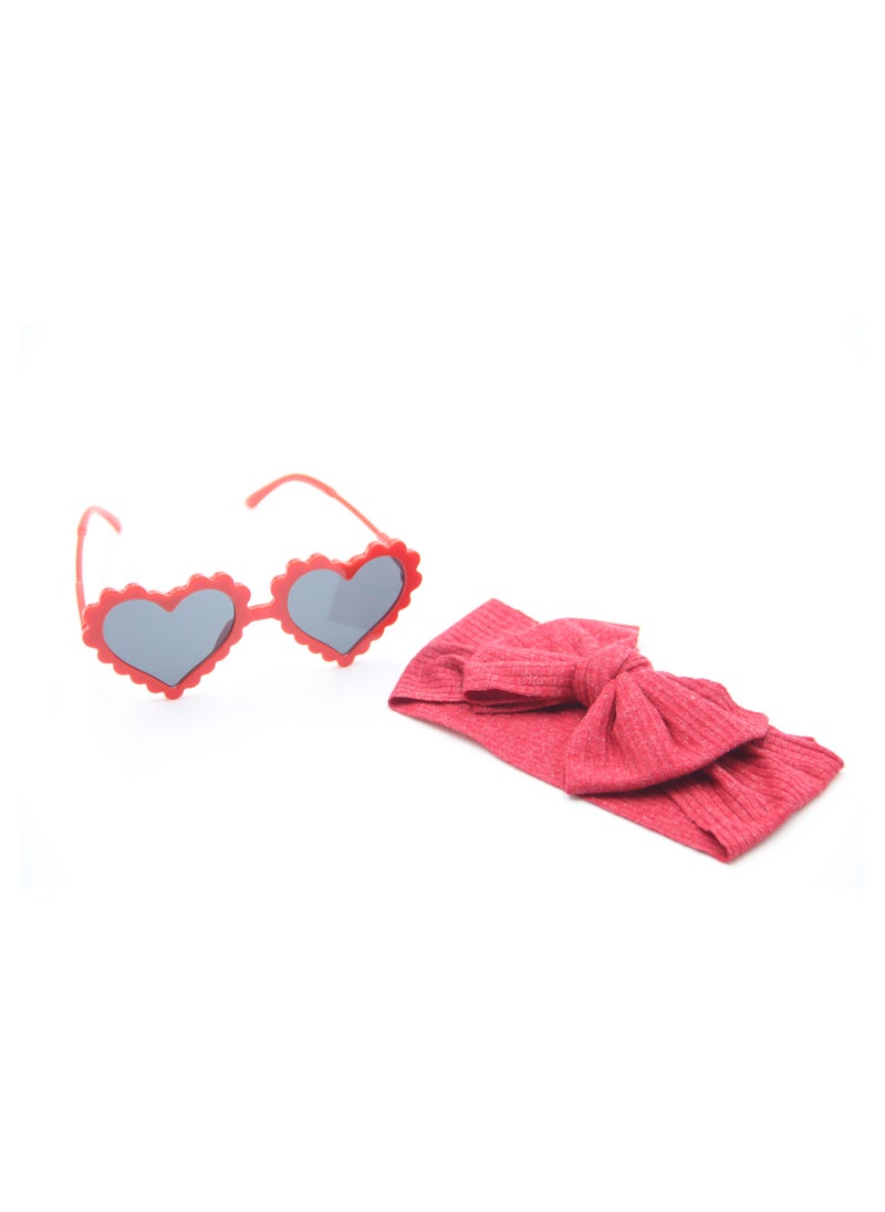 Ana Glasses and Headband Set For Babies and Girls Red Colour