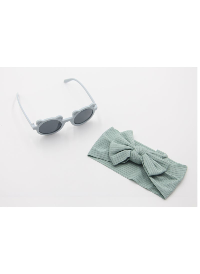 Ana Glasses and Headband Set For Babies and Girls Olive Colour