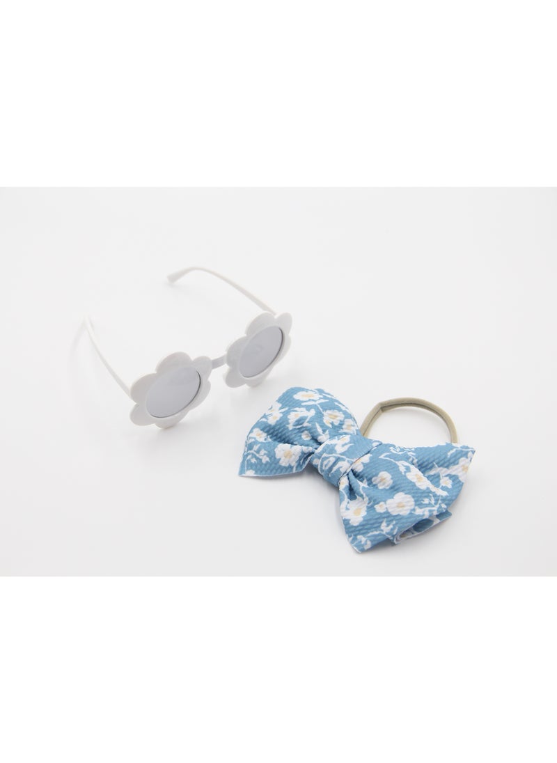 Hawaiian Glasses Flower and Headband Set For Babies and Girls Blue Flowers