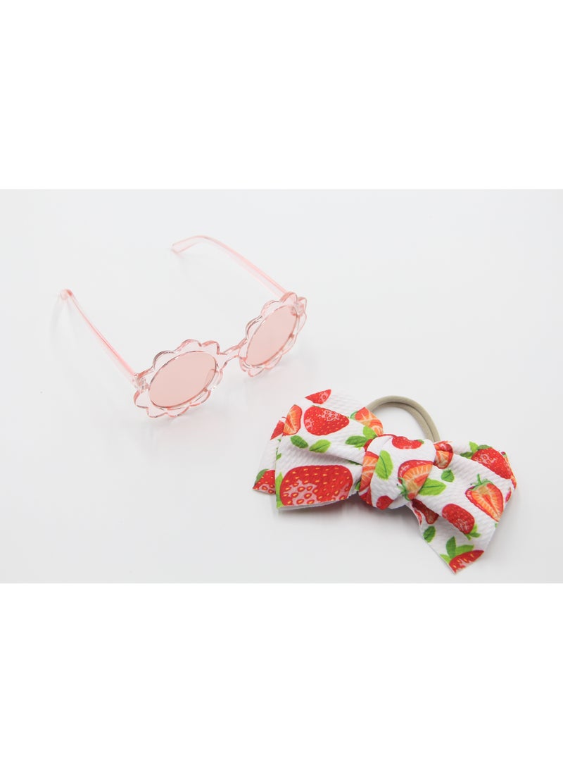 Hawaiian Glasses  and Headband Set For Babies and Girls Strawberry